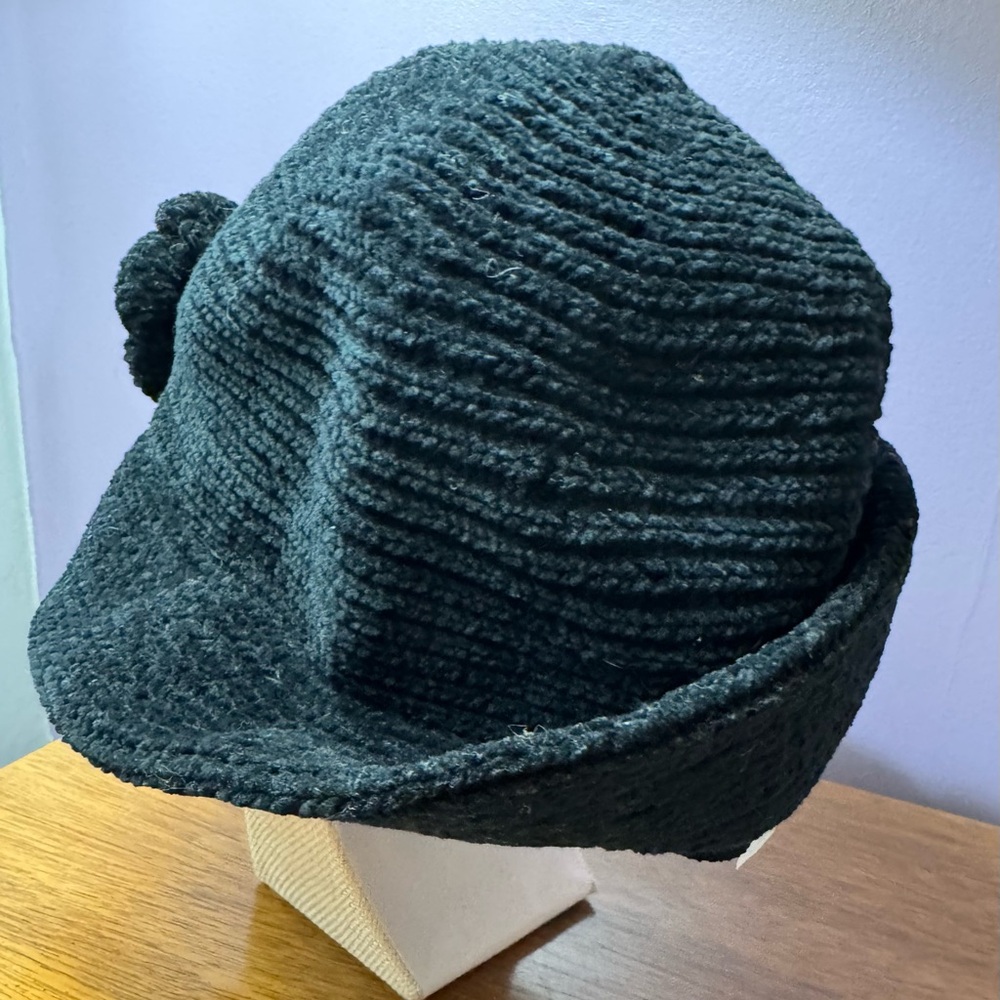 Ann Taylor Black Bucket Hat with Rosette Detail - Picture 5 of 15